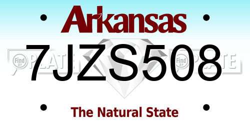 7JZS508 Arkansas License Plate