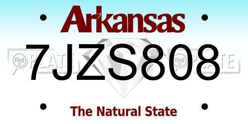 7JZS808 Arkansas License Plate