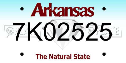 7K02525 Arkansas License Plate