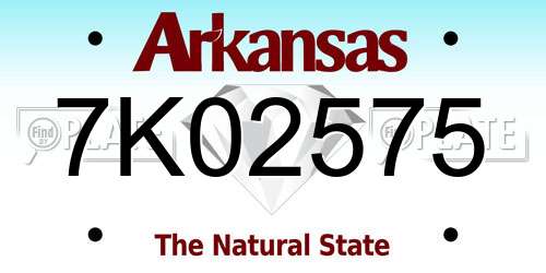 7K02575 Arkansas License Plate