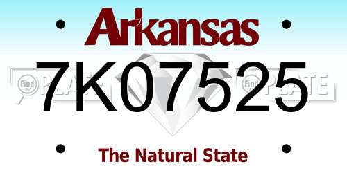 7K07525 Arkansas License Plate