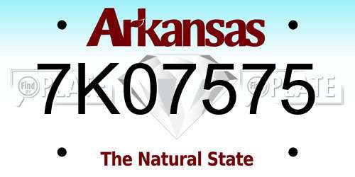 7K07575 Arkansas License Plate