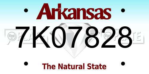 7K07828 Arkansas License Plate