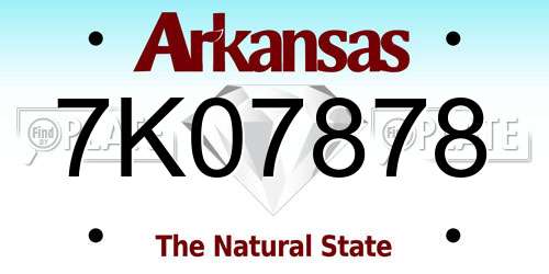 7K07878 Arkansas License Plate
