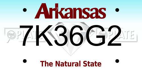 7K36G2 Arkansas License Plate
