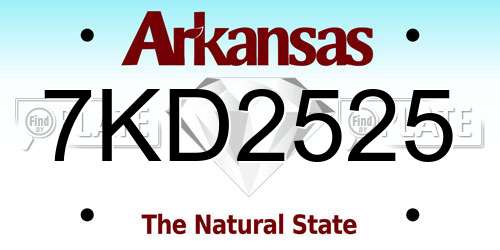7KD2525 Arkansas License Plate