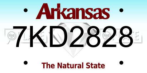 7KD2828 Arkansas License Plate