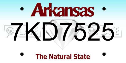 7KD7525 Arkansas License Plate