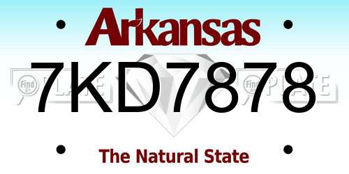 7KD7878 Arkansas License Plate