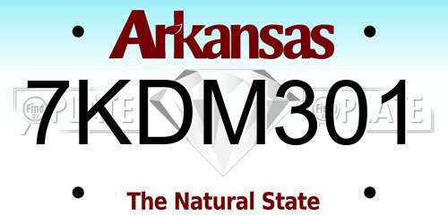 7KDM301 Arkansas License Plate