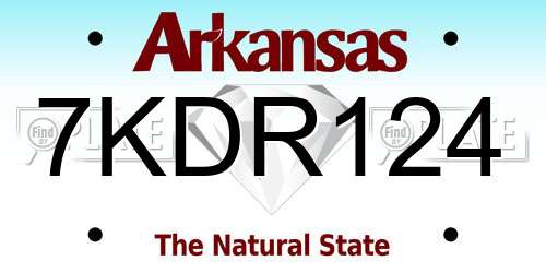 7KDR124 Arkansas License Plate
