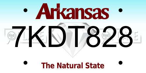7KDT828 Arkansas License Plate
