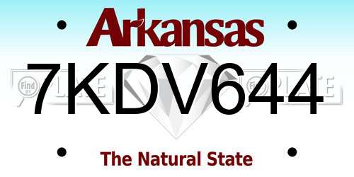 7KDV644 Arkansas License Plate