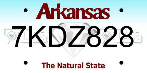 7KDZ828 Arkansas License Plate