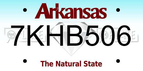 7KHB506 Arkansas License Plate