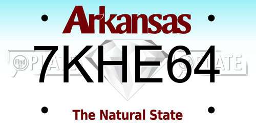 7KHE64 Arkansas License Plate