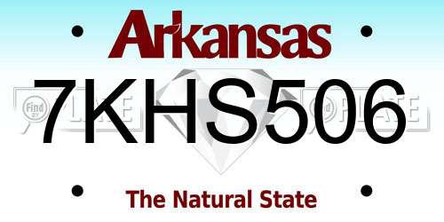 7KHS506 Arkansas License Plate