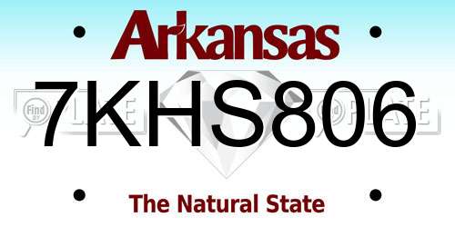 7KHS806 Arkansas License Plate