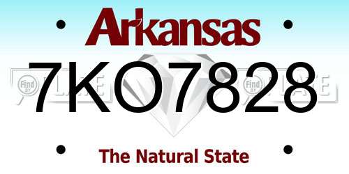 7KO7828 Arkansas License Plate
