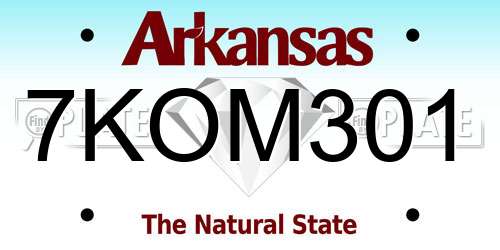 7KOM301 Arkansas License Plate