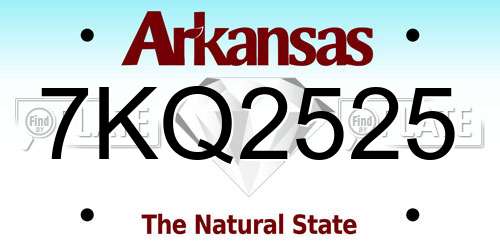 7KQ2525 Arkansas License Plate