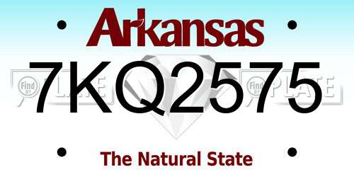 7KQ2575 Arkansas License Plate