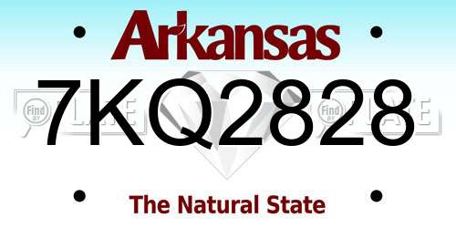 7KQ2828 Arkansas License Plate