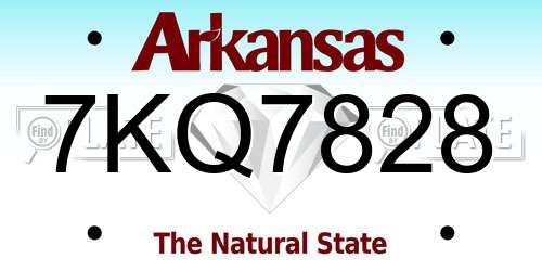 7KQ7828 Arkansas License Plate