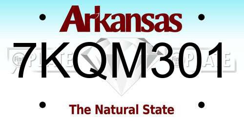 7KQM301 Arkansas License Plate