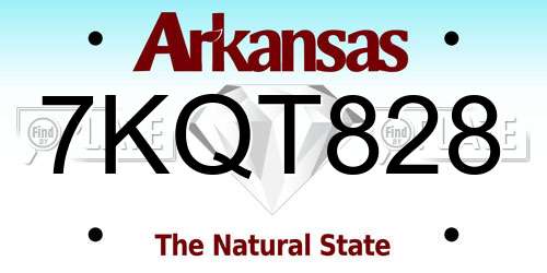 7KQT828 Arkansas License Plate