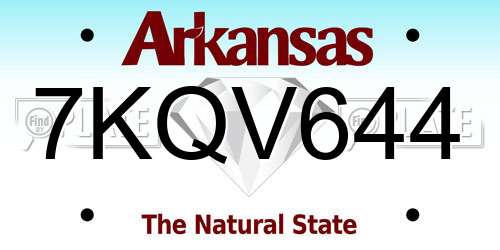 7KQV644 Arkansas License Plate