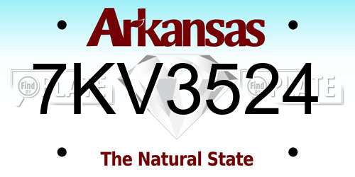 7KV3524 Arkansas License Plate
