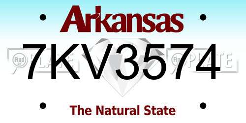 7KV3574 Arkansas License Plate