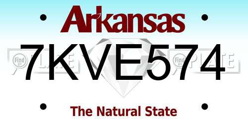7KVE574 Arkansas License Plate