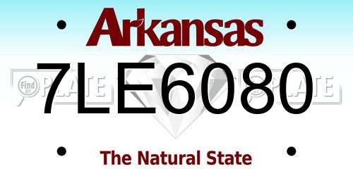 7LE6080 Arkansas License Plate