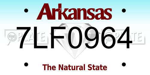 7LF0964 Arkansas License Plate