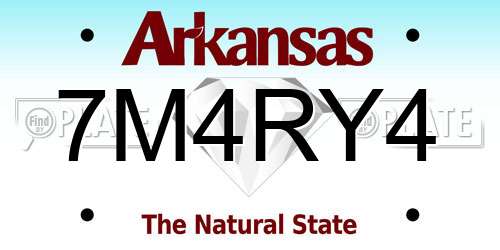 7M4RY4 Arkansas License Plate