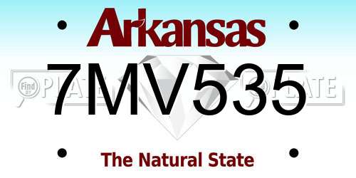 7MV535 Arkansas License Plate