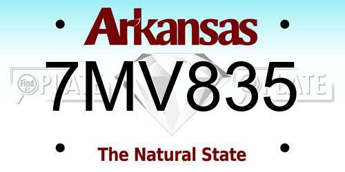 7MV835 Arkansas License Plate