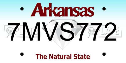 7MVS772 Arkansas License Plate