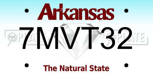 7MVT32 Arkansas License Plate