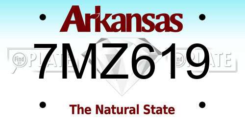 7MZ619 Arkansas License Plate