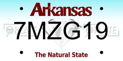 7MZG19 Arkansas License Plate