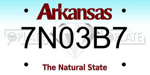7N03B7 Arkansas License Plate