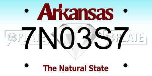 7N03S7 Arkansas License Plate