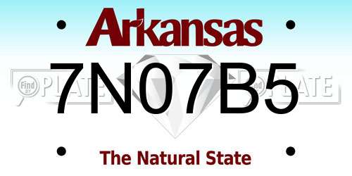 7N07B5 Arkansas License Plate
