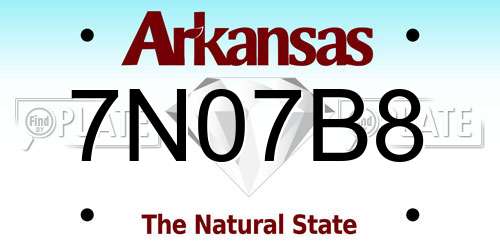 7N07B8 Arkansas License Plate