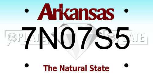 7N07S5 Arkansas License Plate
