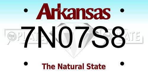 7N07S8 Arkansas License Plate