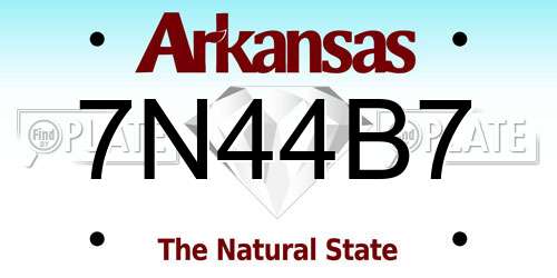 7N44B7 Arkansas License Plate
